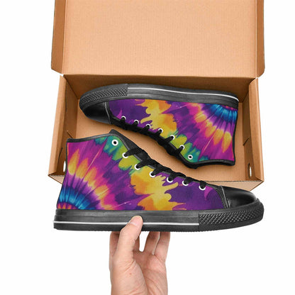 MEN'S Tie Dye Neon Spiral Burst High Top Canvas Dreamcore Custom Shoes