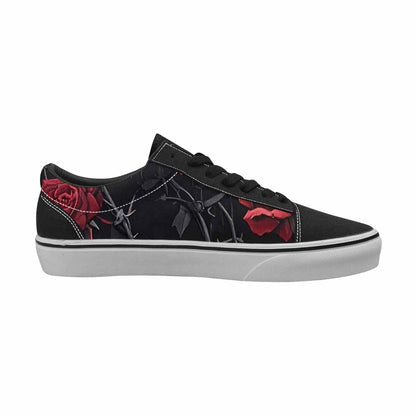 WOMEN'S Black Gothic Rose Canvas Lace-Up Grunge Custom Sneakers
