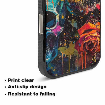 iPhone 16 Pro Max Case — Skulls Roses Acid Wash Custom, Custom Phone Case