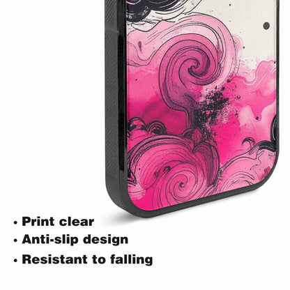 iPhone 15 Plus Case — Van Gogh Swirl Black Pink Ink, Custom Made Phone Cover