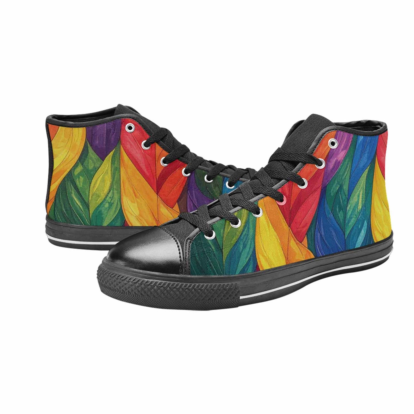 MEN'S Rainbow Pride Flag High Top Canvas Vivid Custom Sneakers