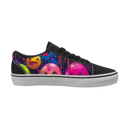 WOMEN'S Smiley Faces × Glow Lace-Up Canvas Dark Academia Custom Sneakers