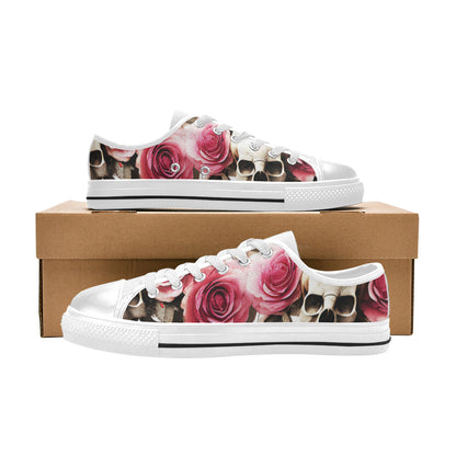 WOMEN'S Skulls Roses Deluxe 14 Canvas Wallpaper Art Custom Sneakers