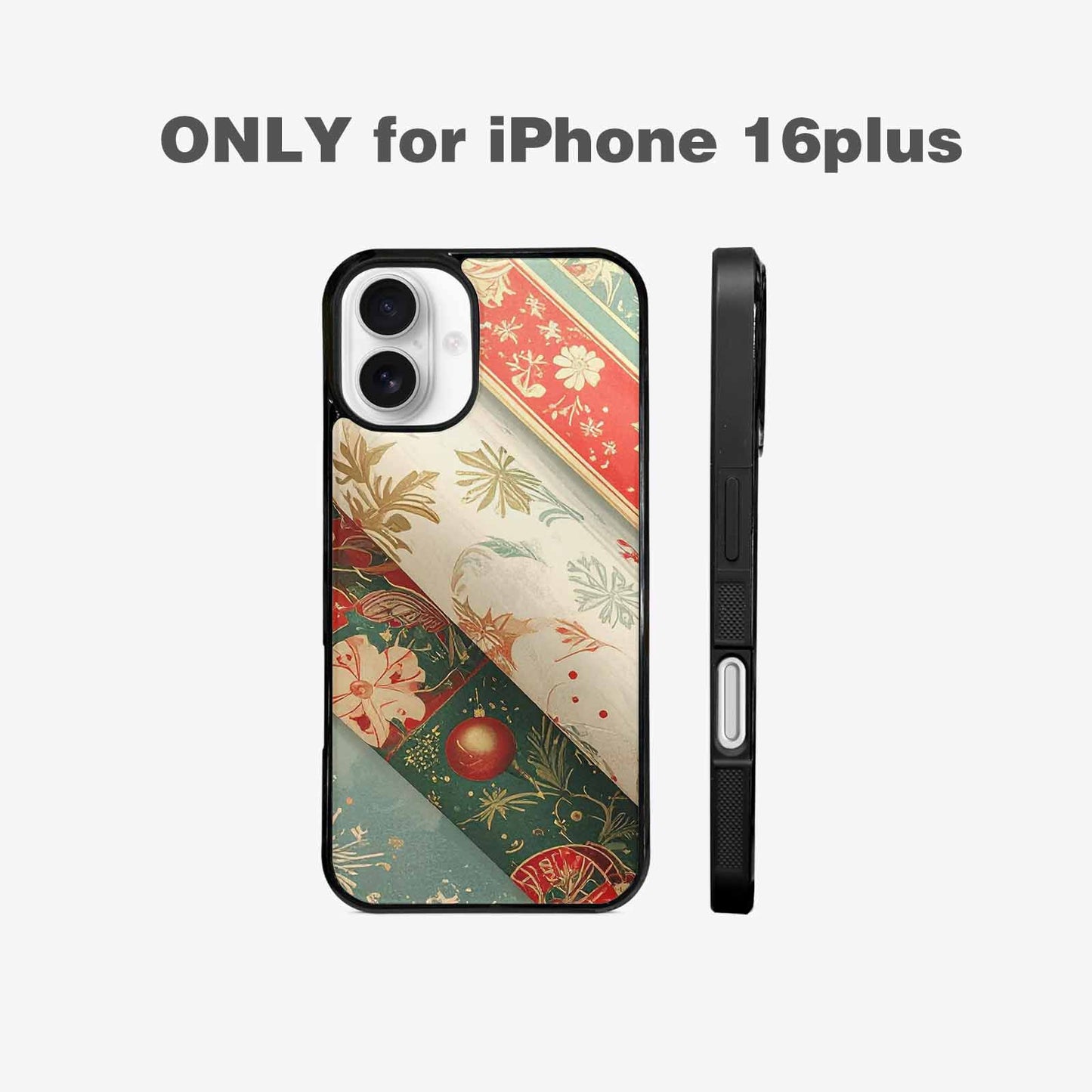 iPhone 16 Plus Case — Christmas Wrapping Paper Pattern Art Wallpaper, Custom Art Phone Cover