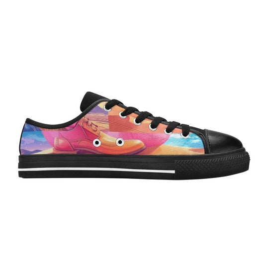 KIDS' Surrealist Dreamscape Pattern, Melting Low Top Canvas Dark Academia Custom Sneakers