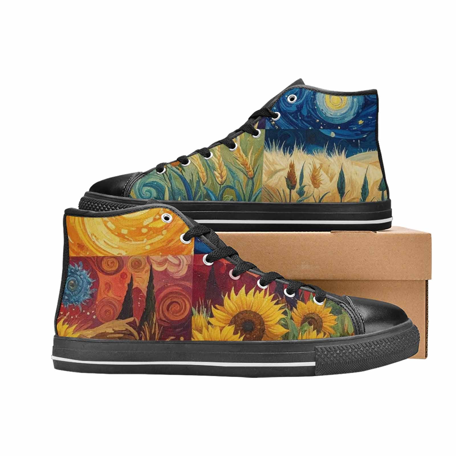 MEN'S Van Gogh-Style Swirl High Top Canvas Dark Academia Shoes