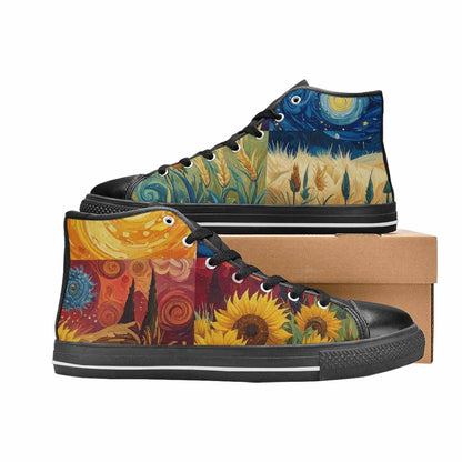 MEN'S Van Gogh-Style Swirl High Top Canvas Dark Academia Shoes