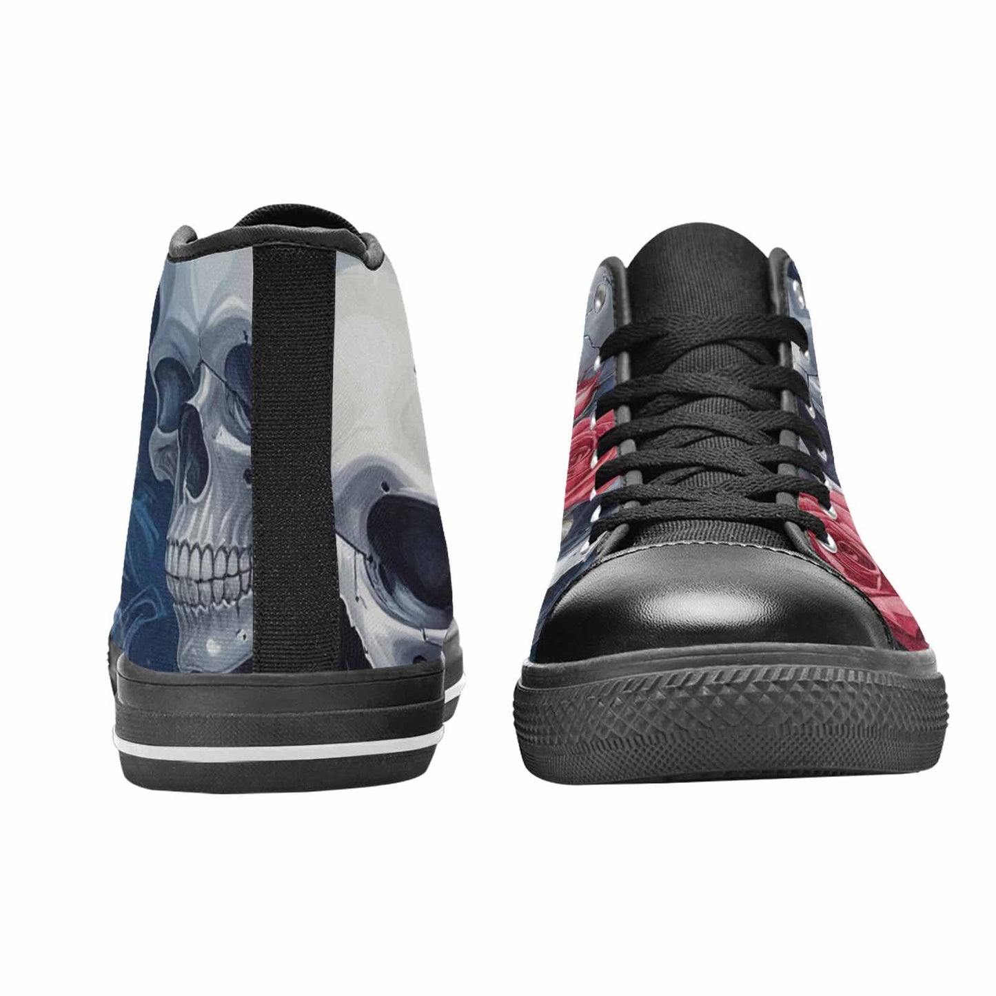 MEN'S Skulls Roses Chrome Airbrush High Top Canvas Grunge Custom Sneakers