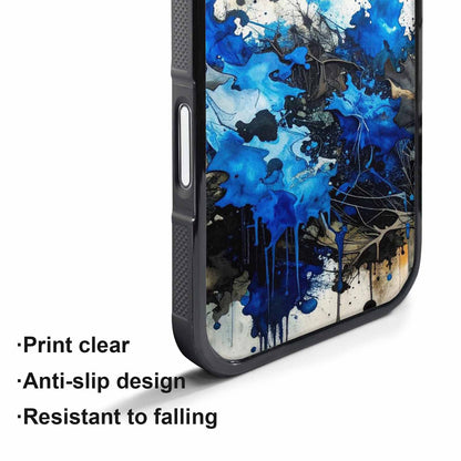iPhone 17 Pro Case — Black Blue Ink Camo Patches Camo, Unique Phone Case Design