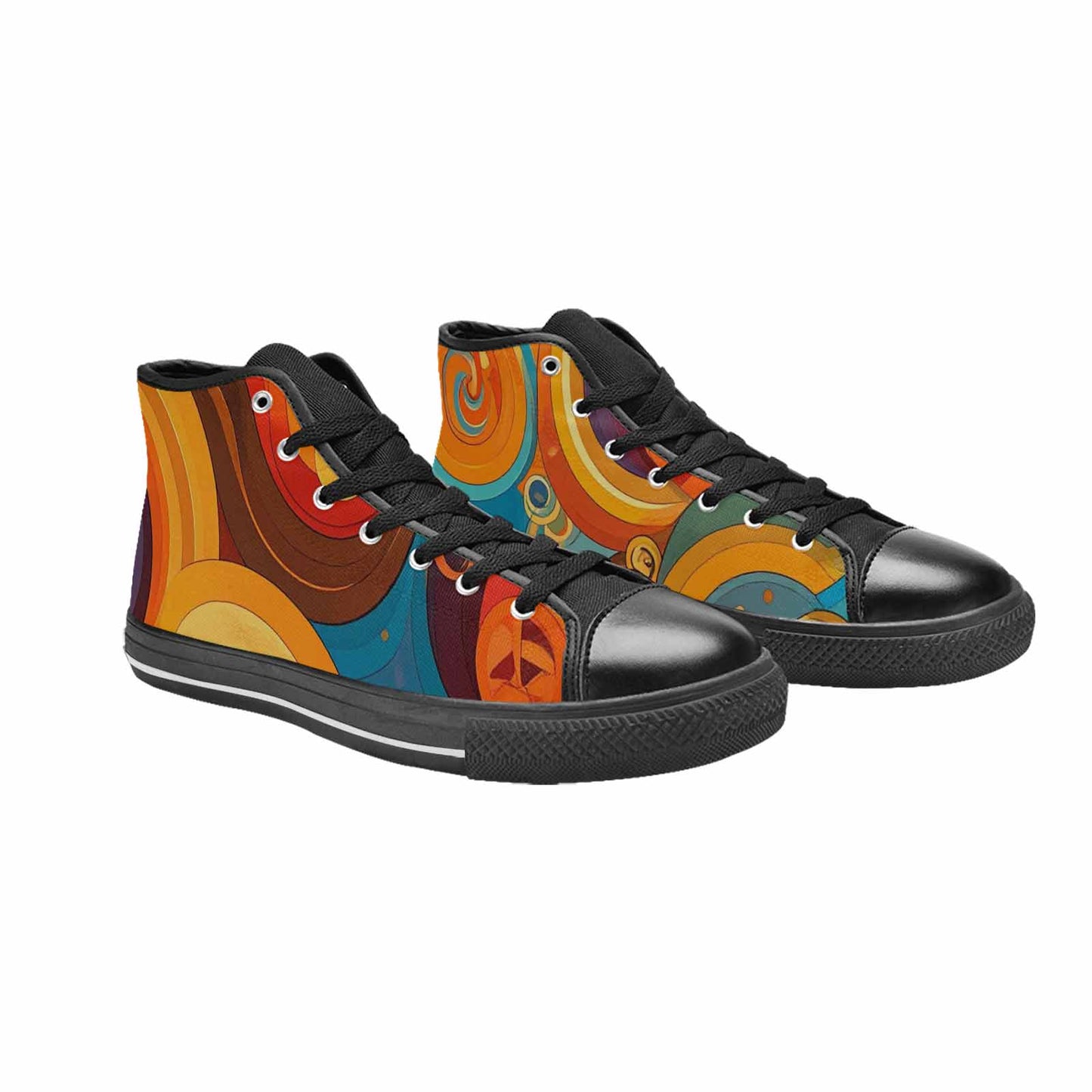 WOMEN'S Groovy 70S Peace High Top Canvas Cottagecore Custom Shoes