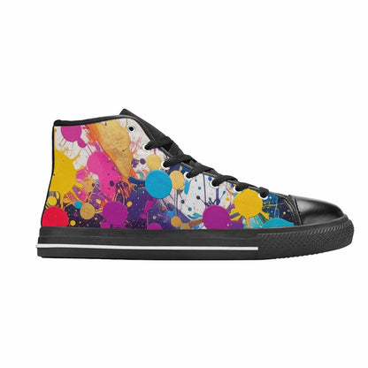 WOMEN'S Paint Splatter High Top Canvas Grunge Custom Sneakers