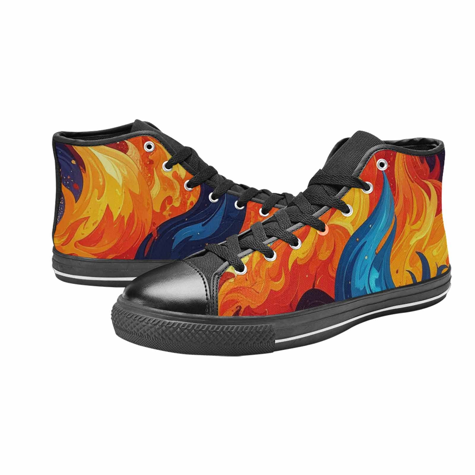 MEN'S Fire Flame High Top Canvas Wallpaper Art Shoes