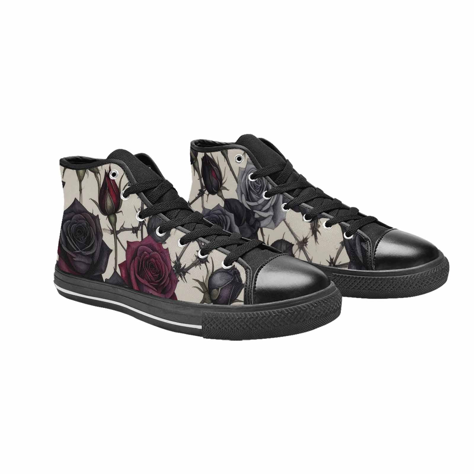 MEN'S Black Gothic Rose High Top Canvas Aesthetic Custom Sneakers