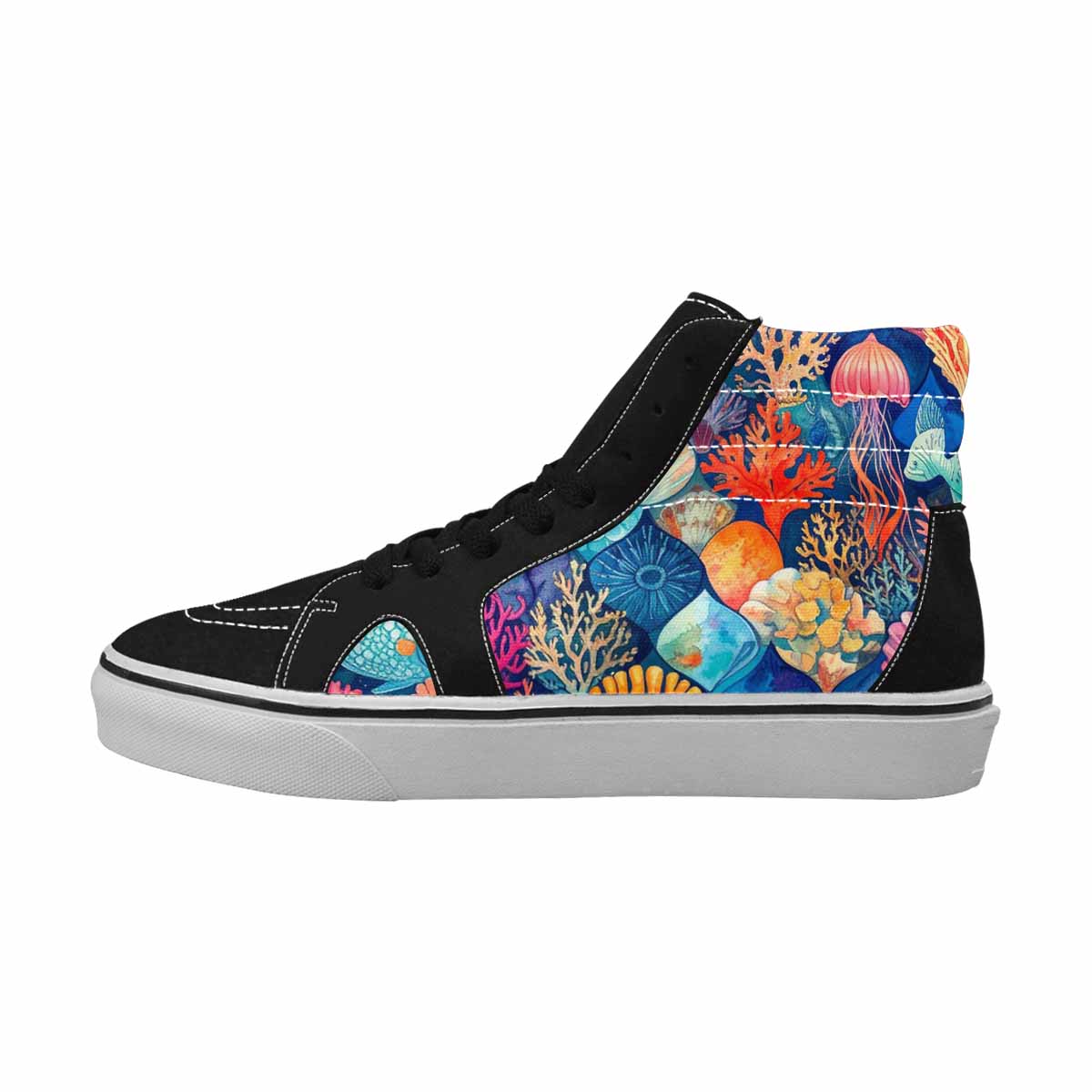 MEN'S Fish Scale Coral High Top Canvas Dreamcore Custom Sneakers