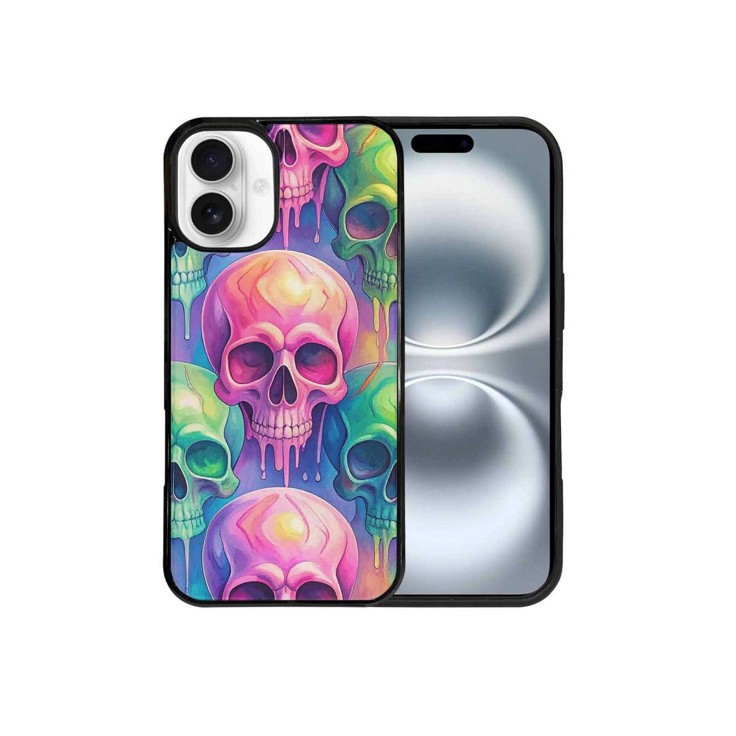 iPhone 16 Plus Case — Candy Color Dripping Skulls Custom, Custom Made Phone Cover