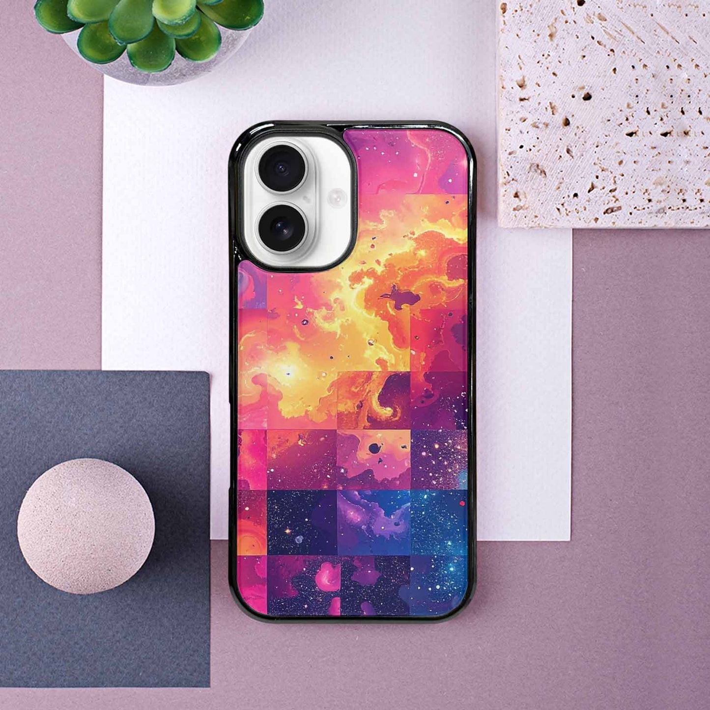 iPhone 16 Case — Cosmic Creature And Object Mashup Pattern, Personalized Phone Case