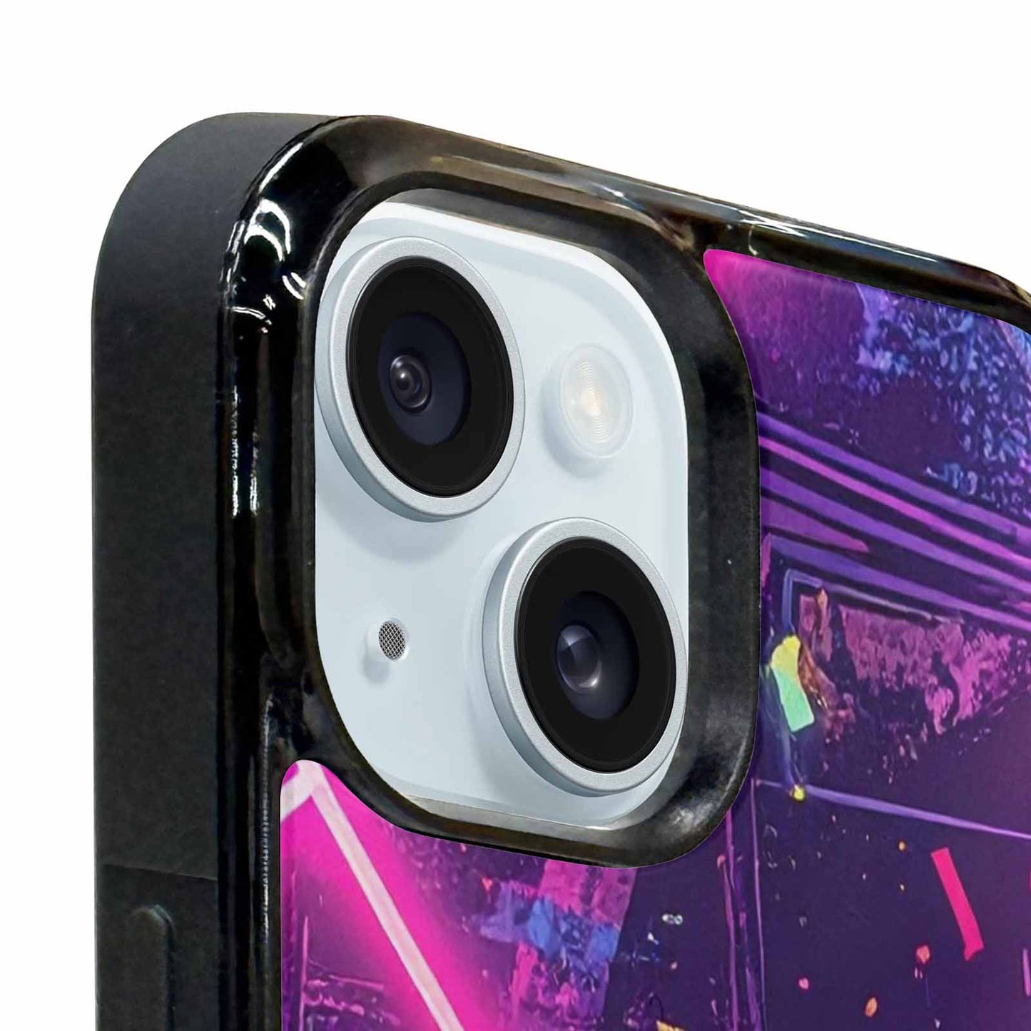 iPhone 15 Plus Case — Neon Grid Confetti, Original Design Phone Case