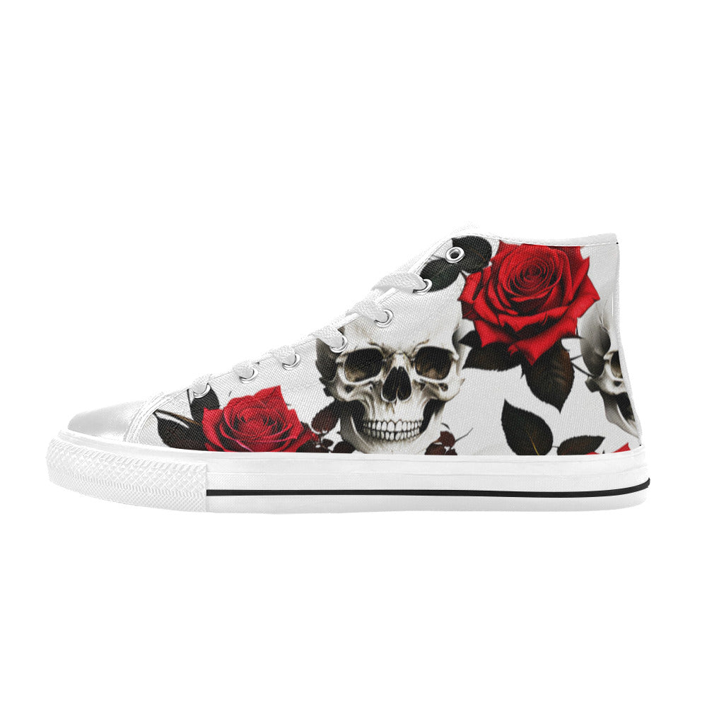WOMEN'S Skulls Roses Deluxe 4 High Top Canvas Y2K Shoes