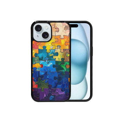 iPhone 15 Case — Autism Puzzle Pieces Puzzle Piece Pattern, Custom Print Case Cover