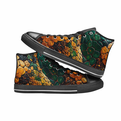 MEN'S Snake Skin Reptile High Top Canvas Cottagecore Custom Sneakers