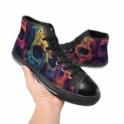 WOMEN'S Snakes And Skulls Collage High Top Canvas Neon Fantasy Sneakers