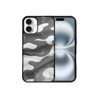 iPhone 16 Plus Case — Grey Camo Print, Original Design Phone Case
