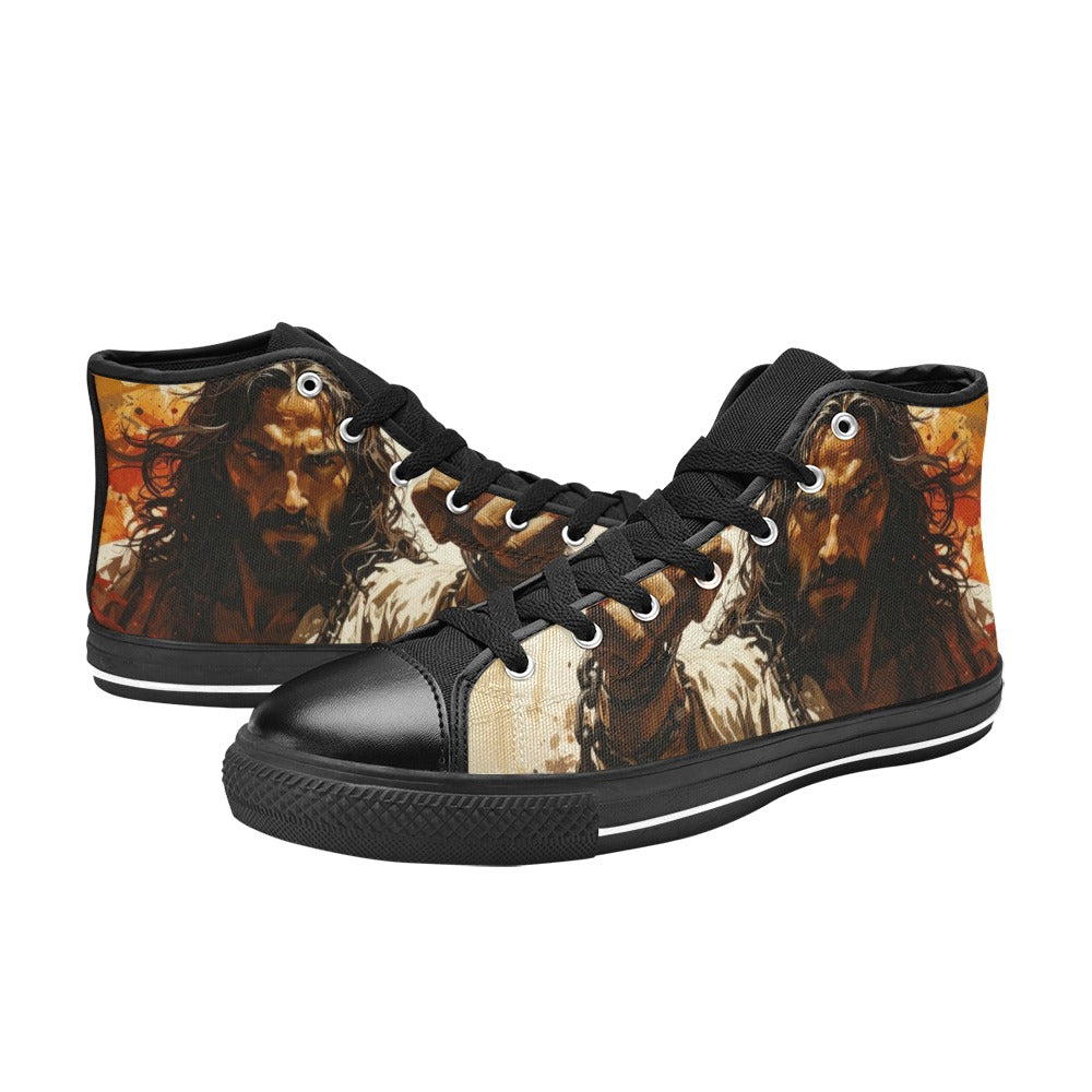MEN'S Jesus_Ht_02 Men’S High Top Canvas Cottagecore Sneakers