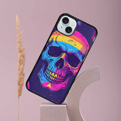 iPhone 15 Plus Case — Pride Flag Skulls Seamless Pattern Vibrant, Custom Print Case Cover