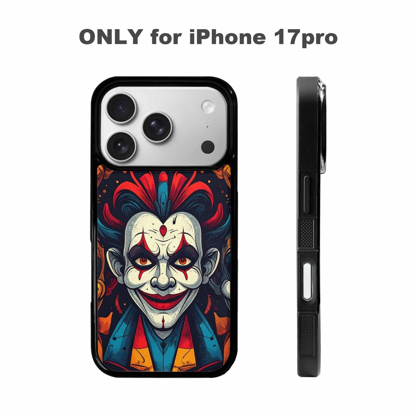 iPhone 17 Pro Case — Evil Circus Heads Faces Overlapping Cartoon, Customized Protective Case