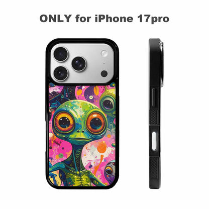 iPhone 17 Pro Case — Seamless Tileable Pattern Of Overlapping Alien, Original Design Phone Case