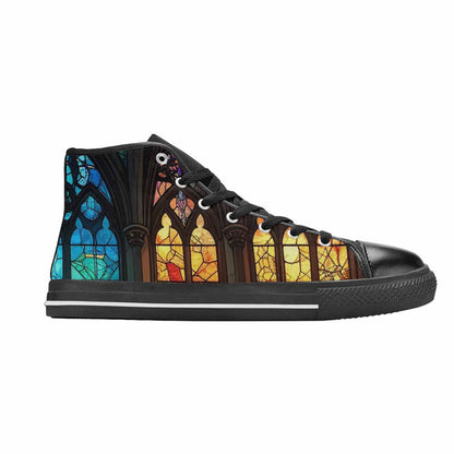 MEN'S Stained Glass Cathedral High Top Canvas Y2K Custom Sneakers