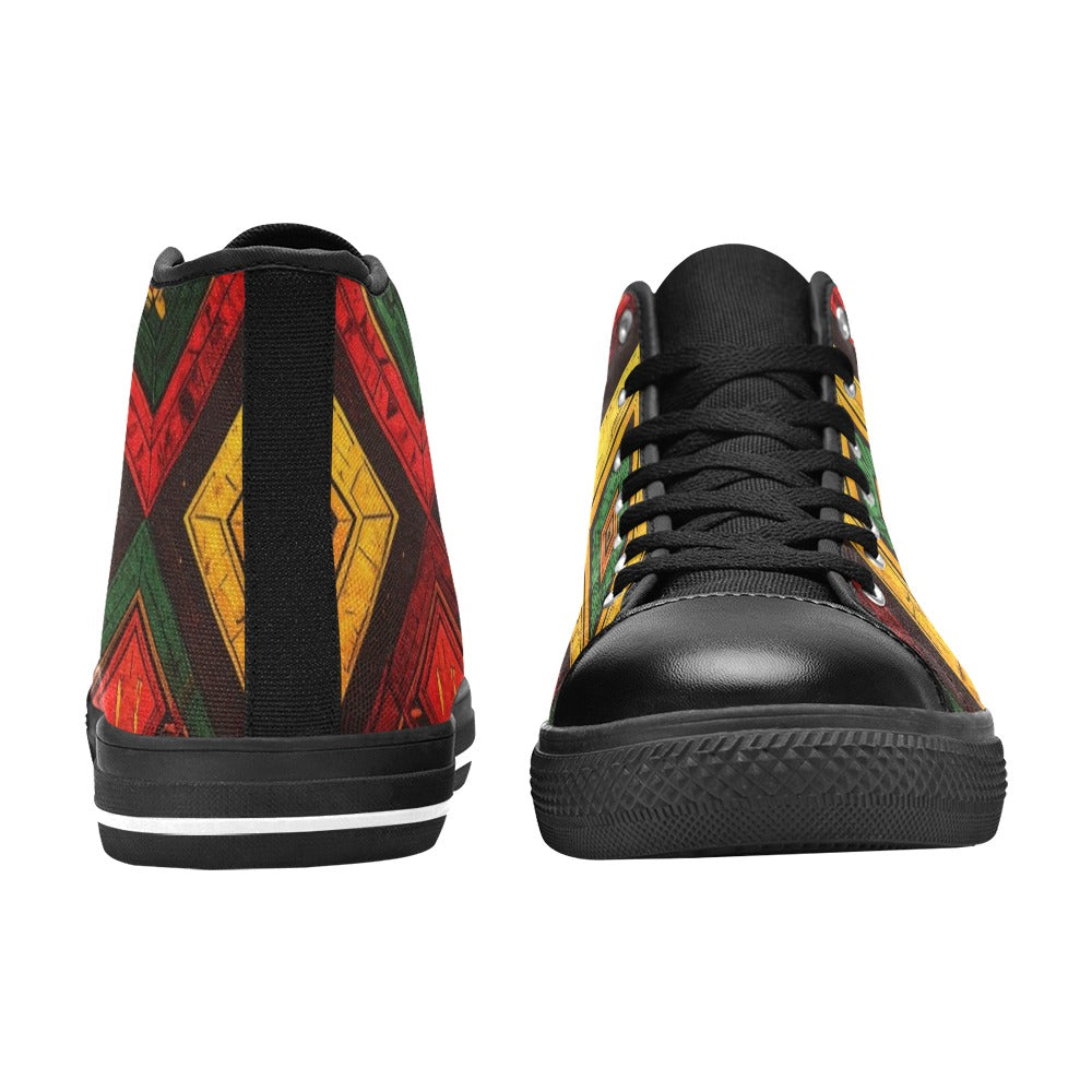 KIDS' African Kente Cloth High Top Canvas Vivid Sneakers