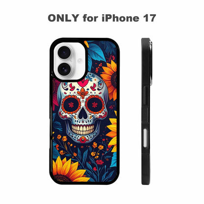 iPhone 17 Case — Sunflower Skulls Print Gothic Skulls, Custom Print Case Cover