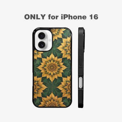 iPhone 16 Case — Sunflower Mandala Kaleidoscope Custom, Custom Phone Case