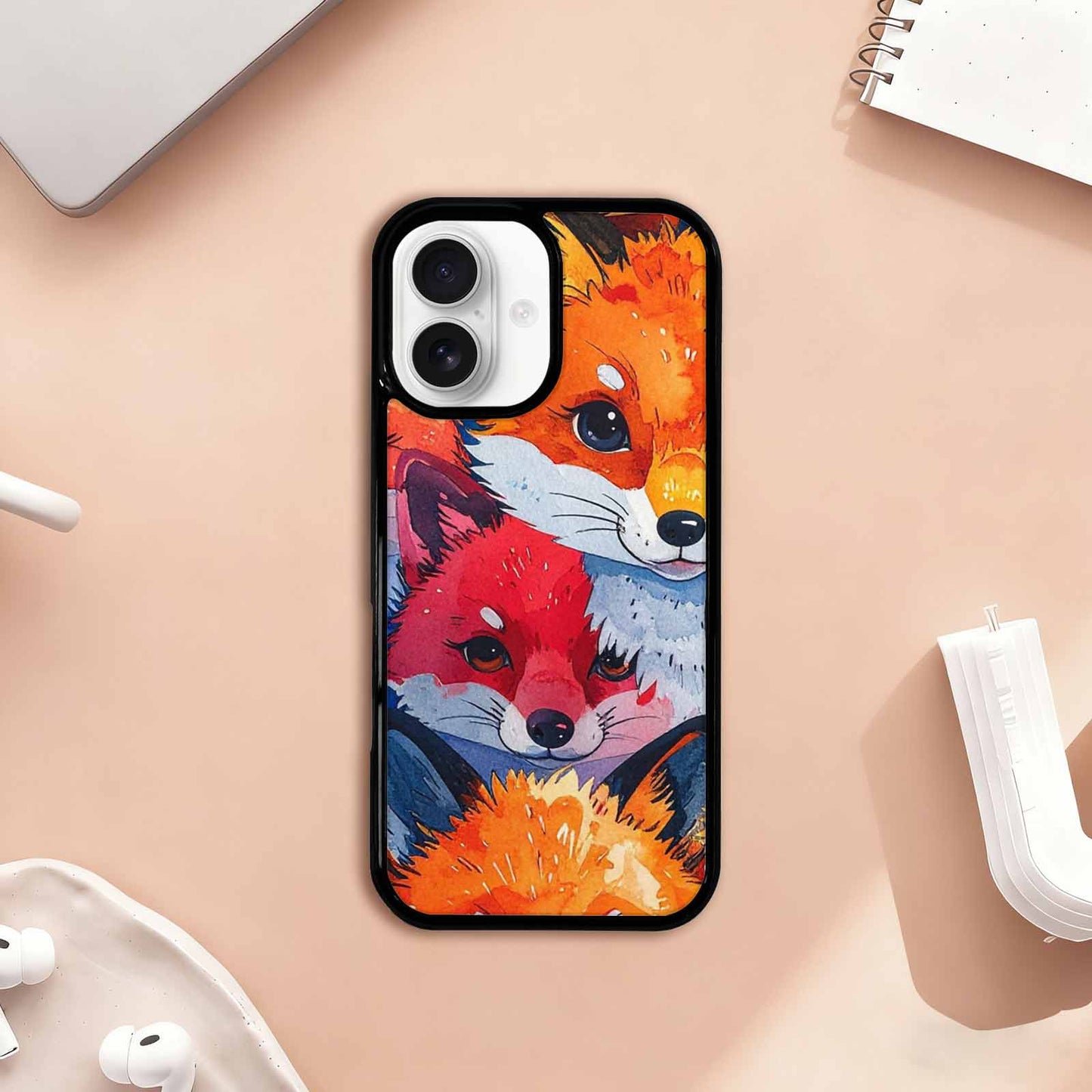 iPhone 17 Case — Watercolor Kawaii Fox Watercolor Abstract, Original Design Phone Case