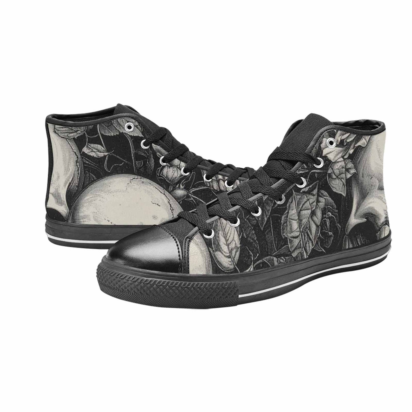 MEN'S Skulls Roses Pen Ink High Top Canvas Dreamcore Sneakers