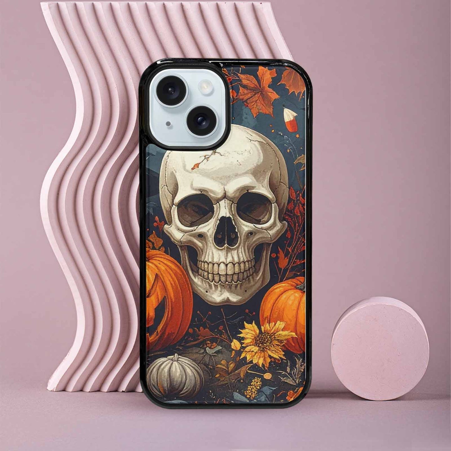 iPhone 15 Case — Halloween Skulls Pumpkins Custom, Unique Phone Case Design