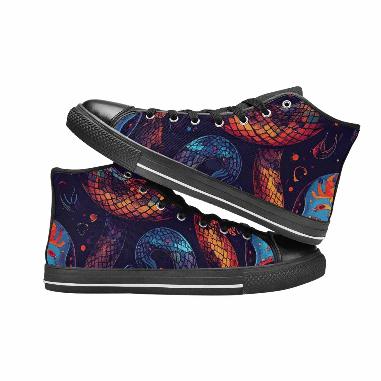 WOMEN'S Snake Skulls Print High Top Canvas Dark Academia Custom Sneakers