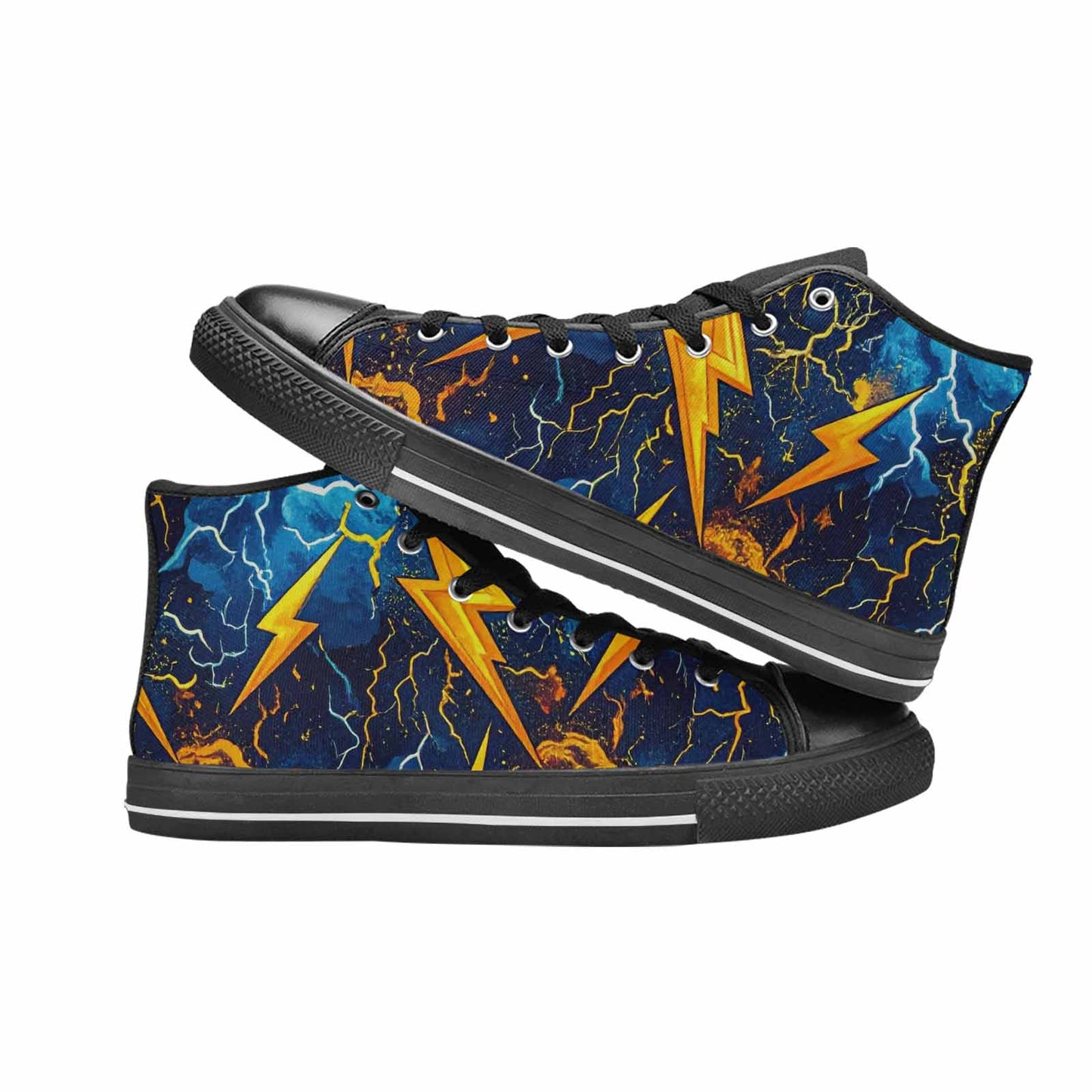 MEN'S Lightning Bolt High Top Canvas Vivid Custom Sneakers