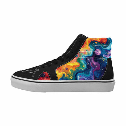 WOMEN'S Galaxy Art - High Top Canvas Vibrant Chaos Custom Sneakers