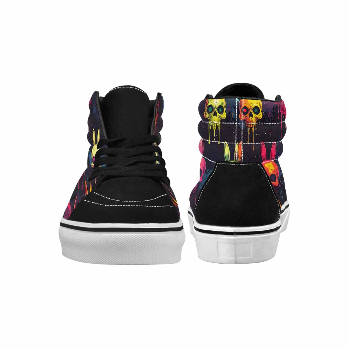 MEN'S Radioactive Ghost Bunny Skull High Top Canvas Aesthetic Custom Shoes