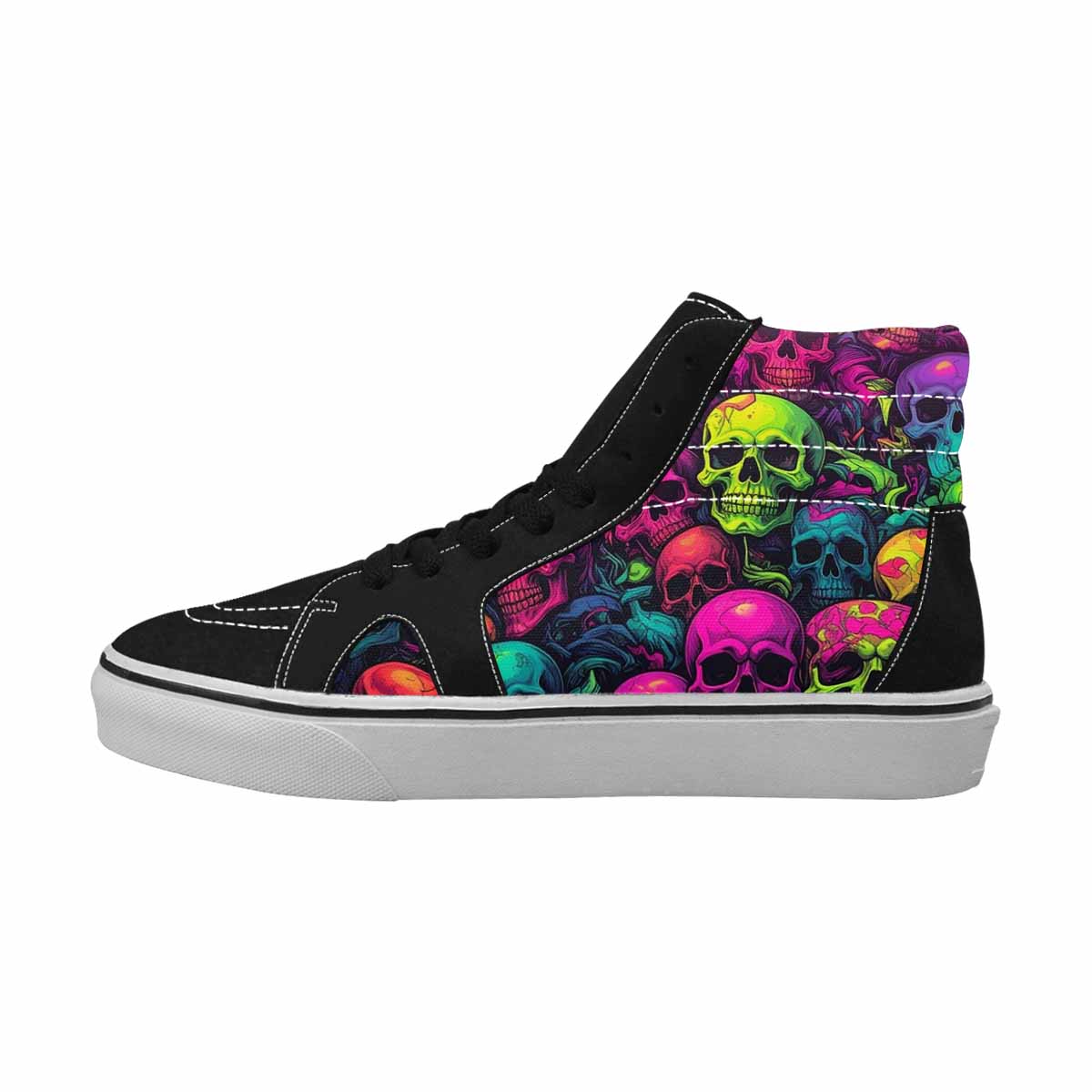 WOMEN'S Skulls - Neon High Top Canvas Wallpaper Art Shoes