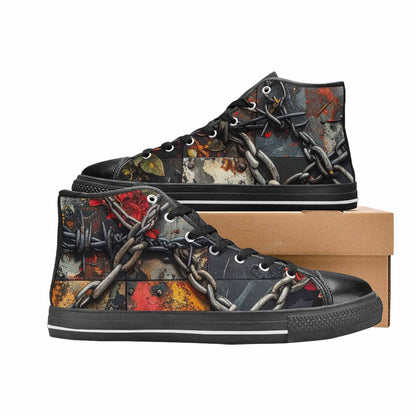 WOMEN'S Barbed Wire Chain High Top Canvas Neon Fantasy Custom Sneakers