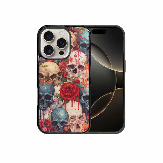 iPhone 16 Pro Case — Skulls And Roses Skulls And Roses, Customized Protective Case