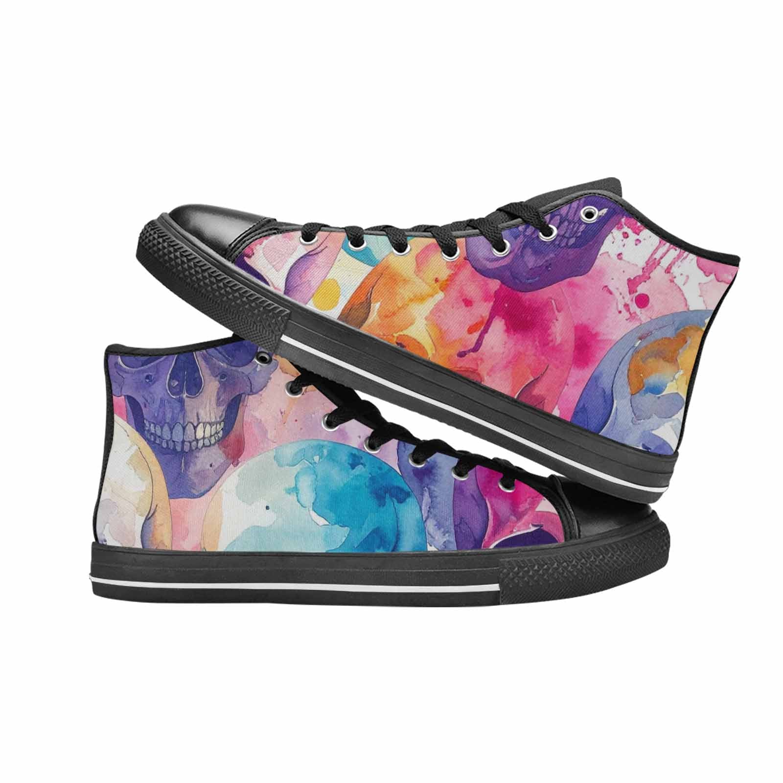 WOMEN'S Kulls - Watercolor High Top Canvas Dark Academia Sneakers