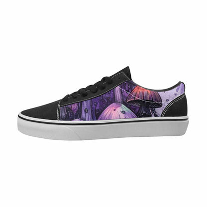 WOMEN'S Mushrooms Black & Purple Ink Canvas Custom Fashion Dreamcore Handmade Custom Shoes
