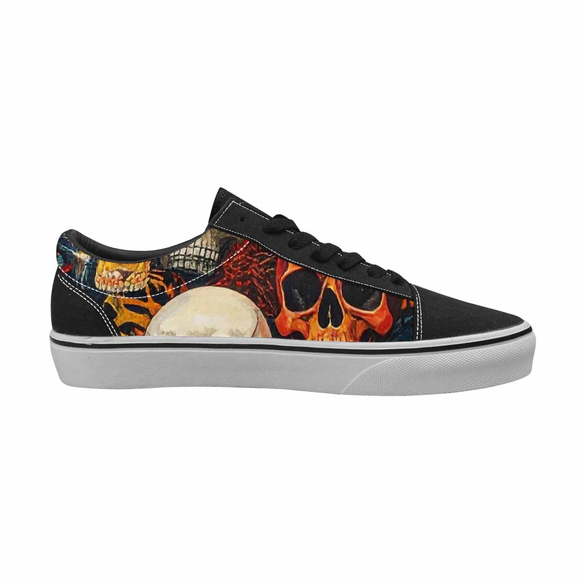 WOMEN'S Skulls  Animal Print Lace-Up Canvas Vivid Custom Sneakers