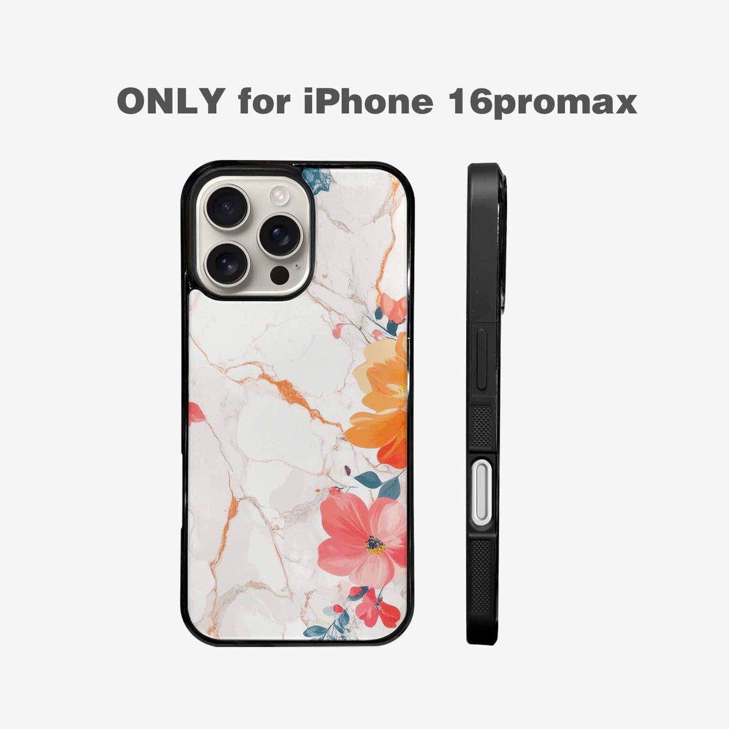 iPhone 16 Pro Max Case — Marble Floral, Custom Made Phone Cover