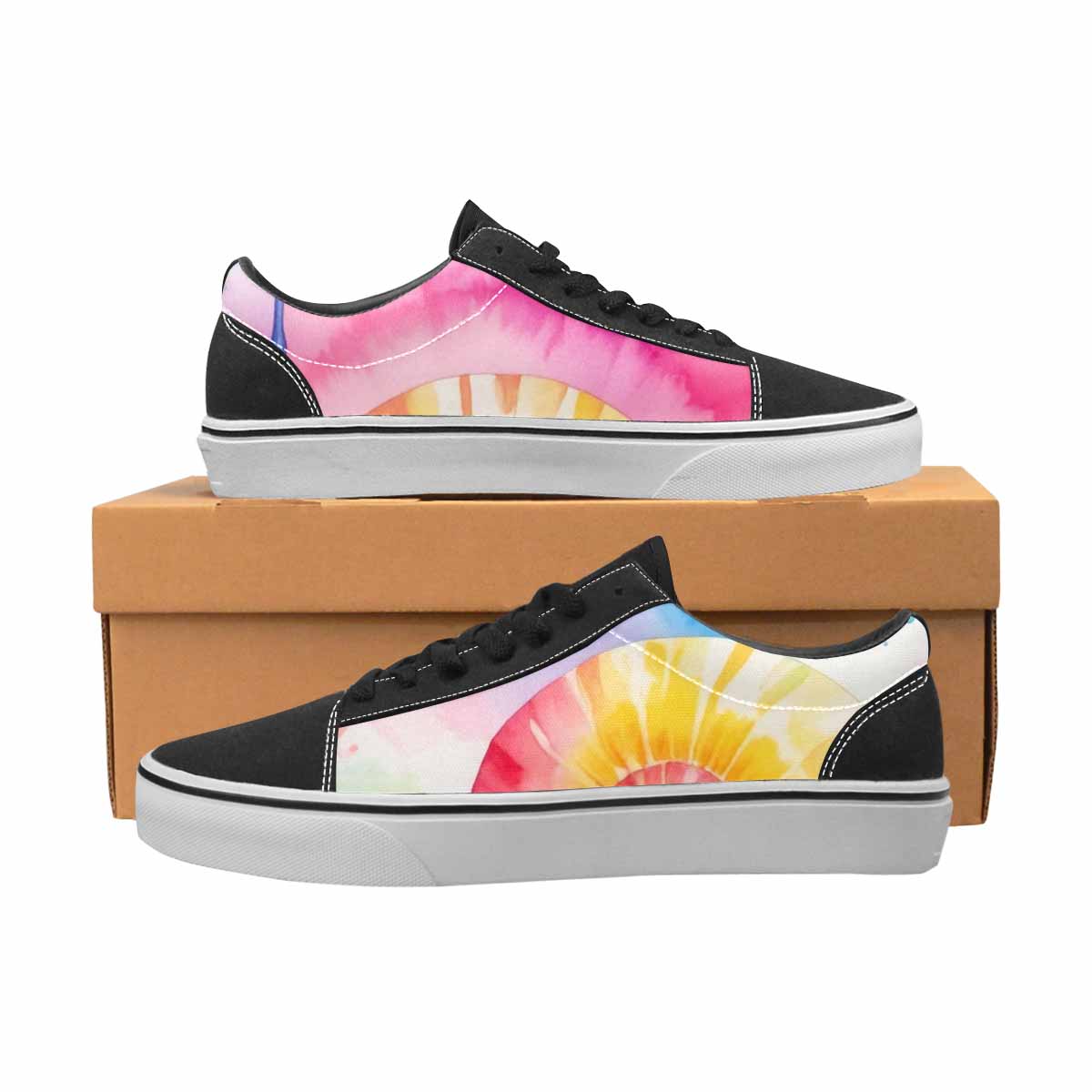 MEN'S Dripping Tie Dye Spiral Canvas Lace-Up Grunge Custom Shoes