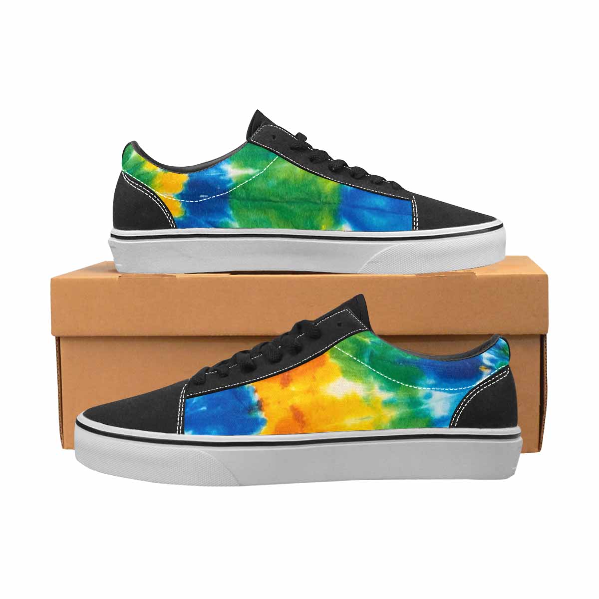 WOMEN'S Tie Dye Color Twist Canvas Lace-Up Wallpaper Art Custom Shoes